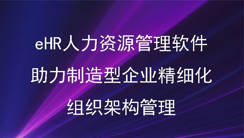 eHR人力资源管理软件助力制造型企业精细化组织架构管理